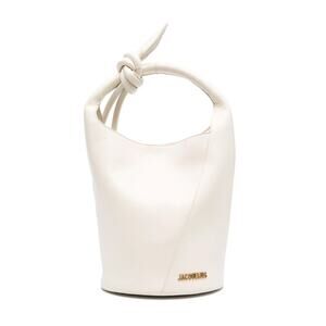 Jacquemus Le Petit Tourni Large Bucket Bag in Ivory – Calf Leather